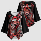 Aotearoa Iwi Ngapuhi Personalised Kimono Sleeve Blouse NZ Maori Humpback Whale Taniko Motifs