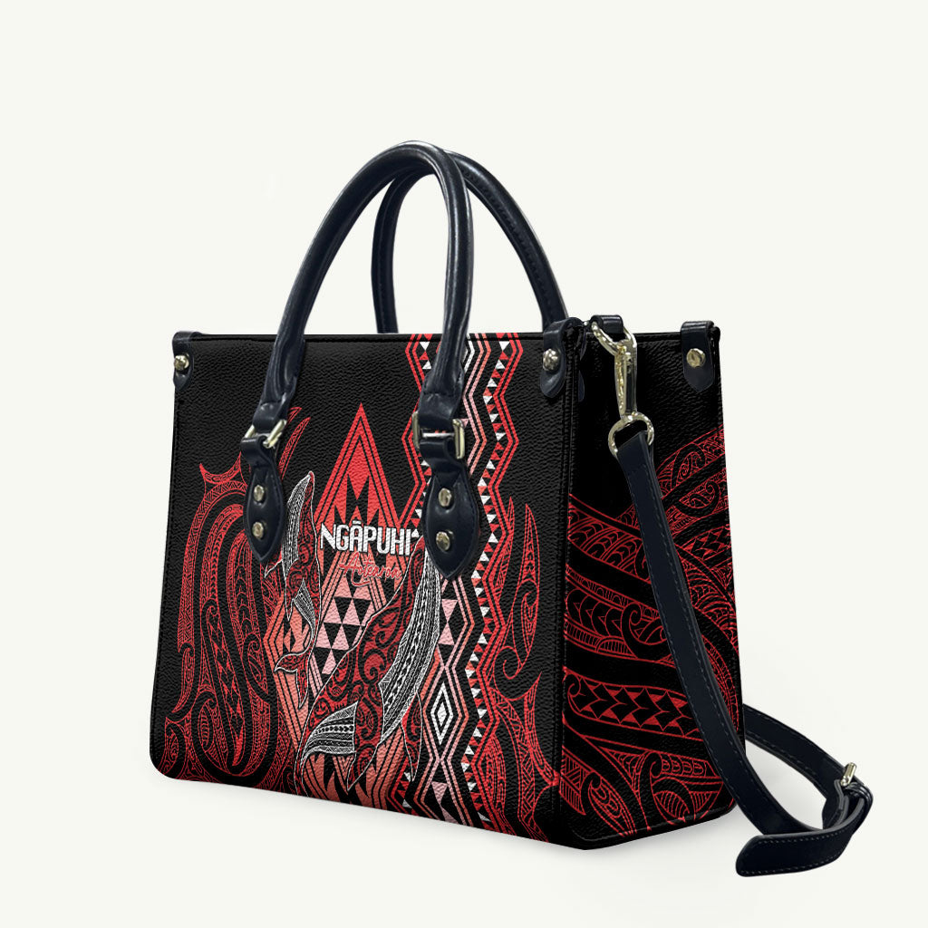 Aotearoa Iwi Ngapuhi Leather Bag NZ Maori Humpback Whale Taniko Motifs
