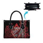 Aotearoa Iwi Ngapuhi Leather Bag NZ Maori Humpback Whale Taniko Motifs