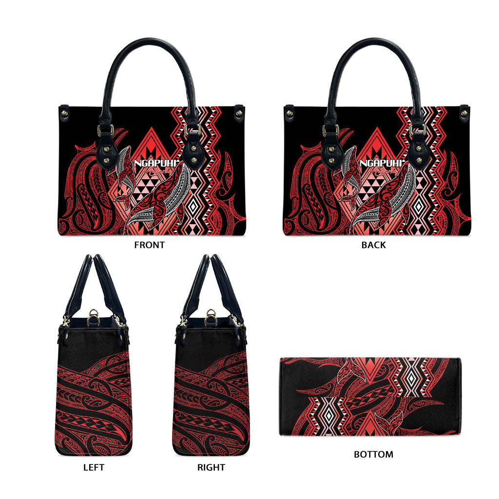 Aotearoa Iwi Ngapuhi Leather Bag NZ Maori Humpback Whale Taniko Motifs