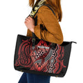 Aotearoa Iwi Ngapuhi Leather Tote Bag NZ Maori Humpback Whale Taniko Motifs