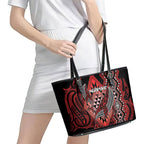 Aotearoa Iwi Ngapuhi Leather Tote Bag NZ Maori Humpback Whale Taniko Motifs