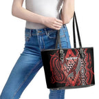 Aotearoa Iwi Ngapuhi Leather Tote Bag NZ Maori Humpback Whale Taniko Motifs
