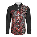 Aotearoa Iwi Ngapuhi Personalised Long Sleeve Button Shirt NZ Maori Humpback Whale Taniko Motifs