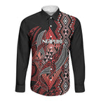Aotearoa Iwi Ngapuhi Personalised Long Sleeve Button Shirt NZ Maori Humpback Whale Taniko Motifs