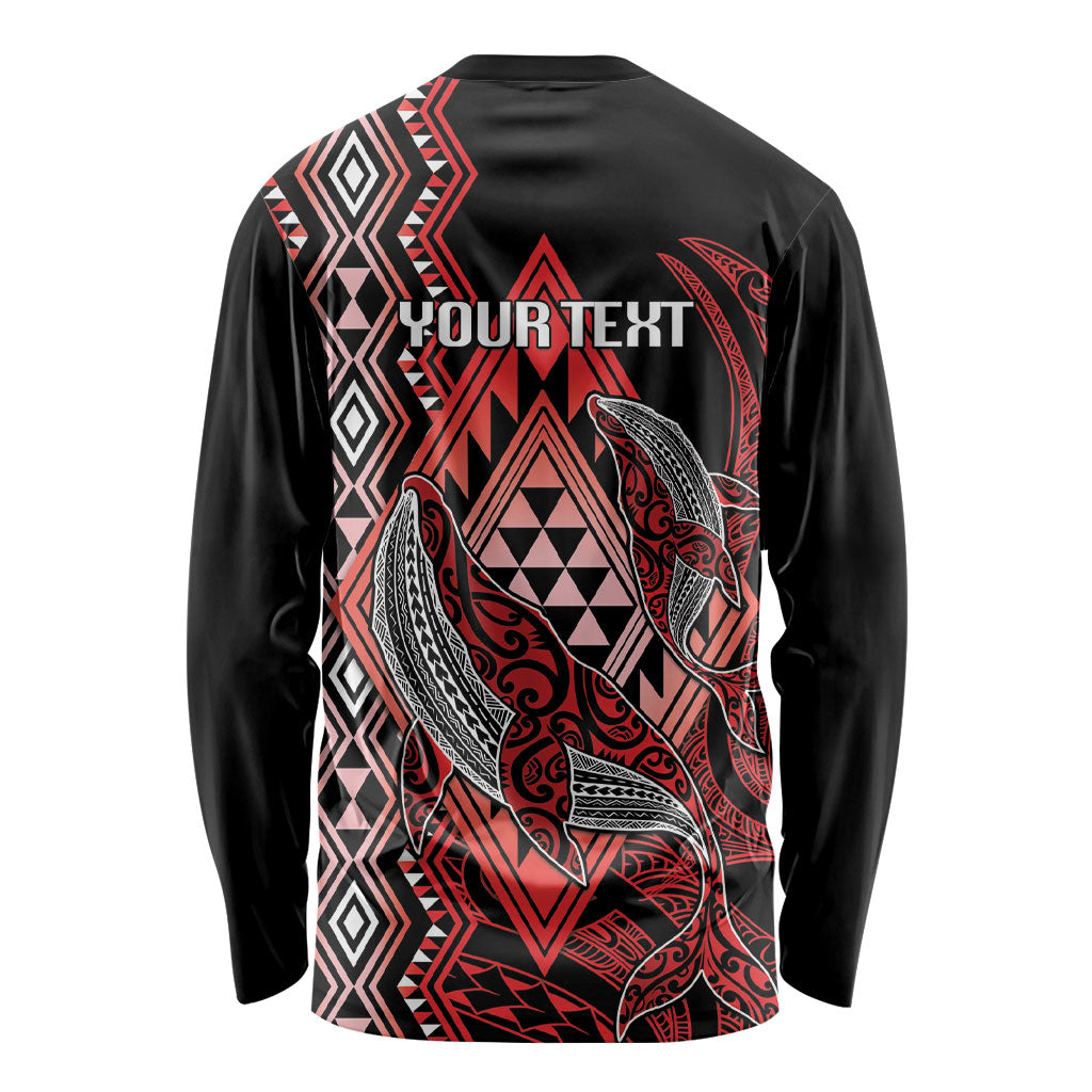Aotearoa Iwi Ngapuhi Personalised Long Sleeve Shirt NZ Maori Humpback Whale Taniko Motifs