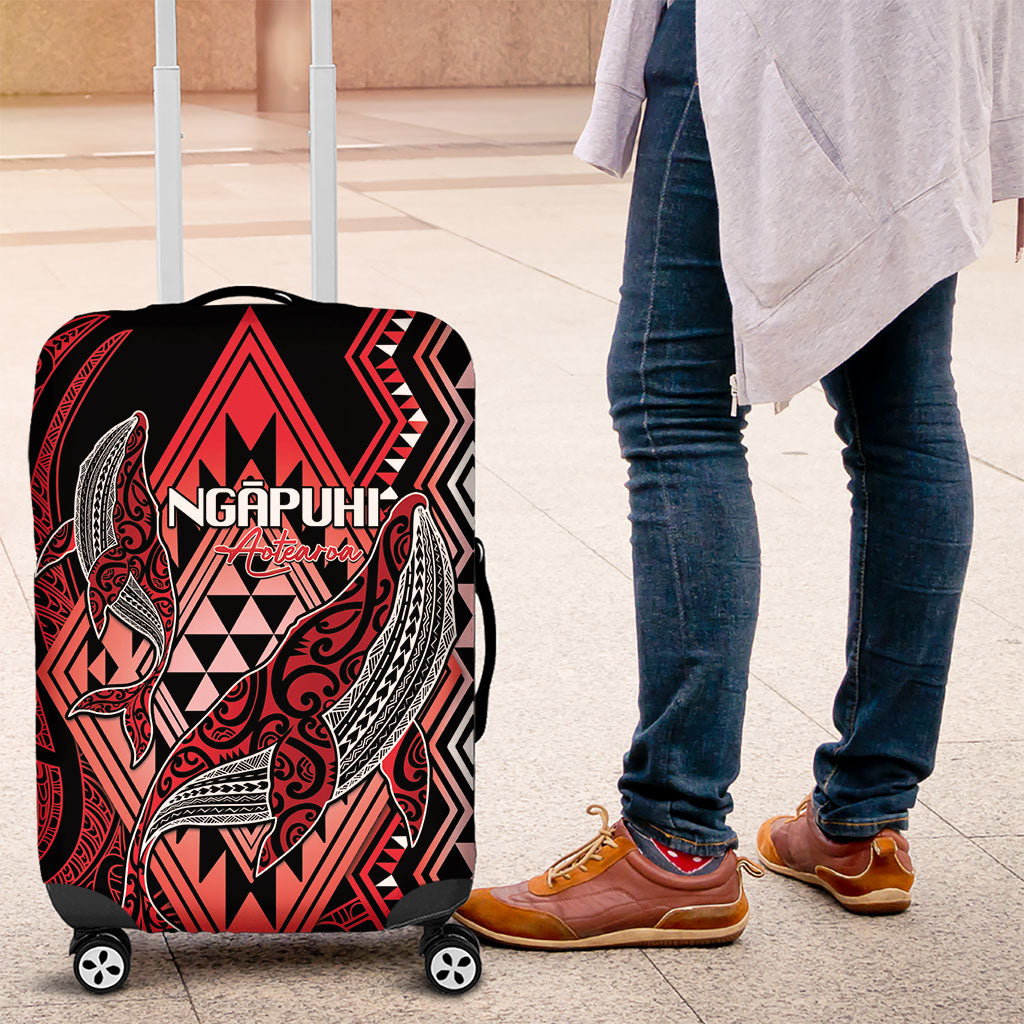 Aotearoa Iwi Ngapuhi Luggage Cover NZ Maori Humpback Whale Taniko Motifs