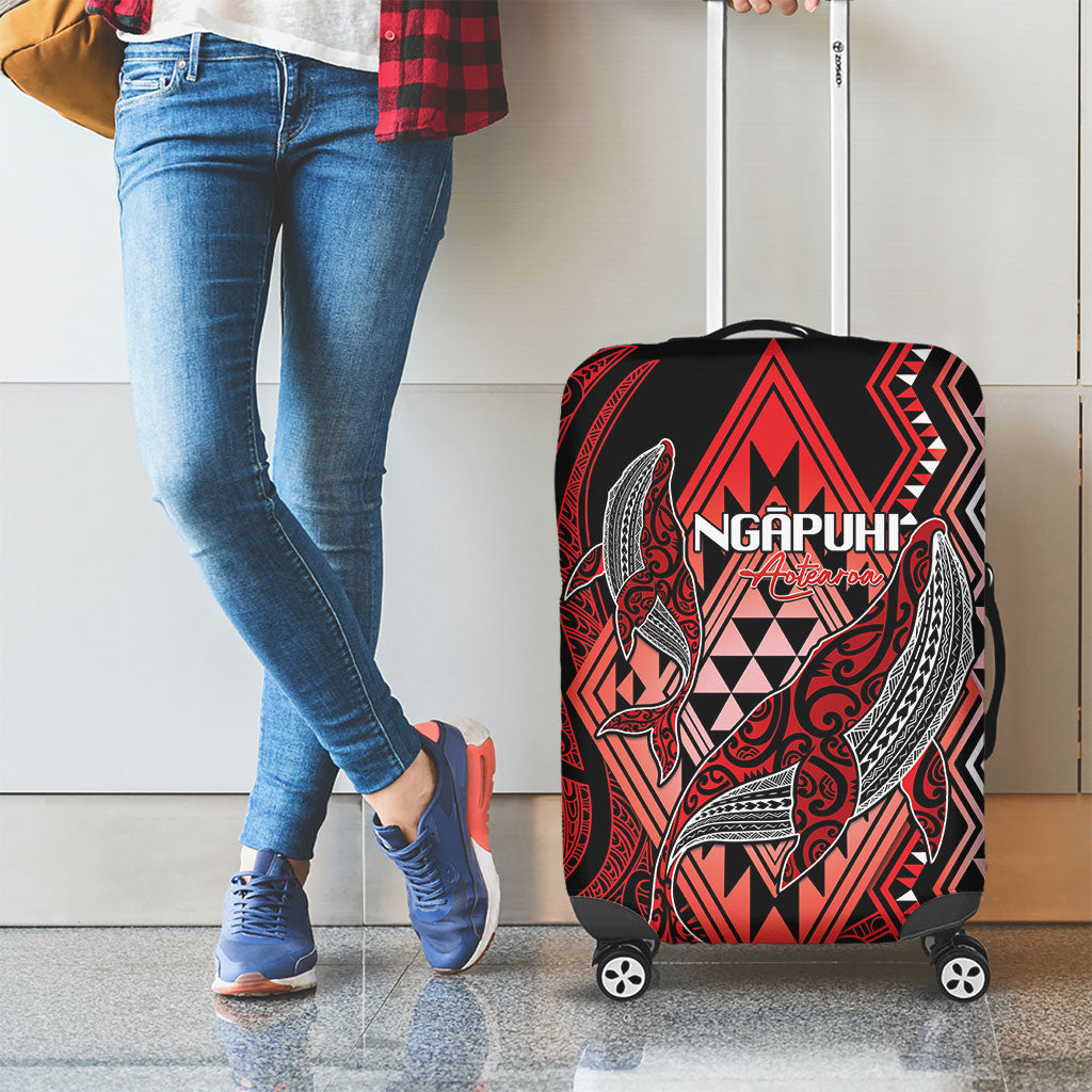 Aotearoa Iwi Ngapuhi Luggage Cover NZ Maori Humpback Whale Taniko Motifs