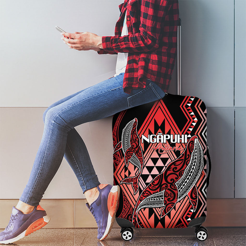 Aotearoa Iwi Ngapuhi Luggage Cover NZ Maori Humpback Whale Taniko Motifs