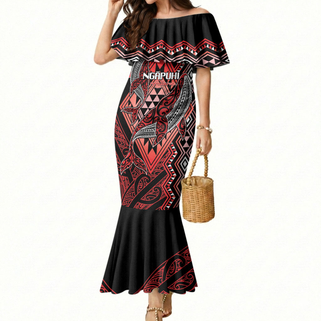 Aotearoa Iwi Ngapuhi Personalised Mermaid Dress NZ Maori Humpback Whale Taniko Motifs