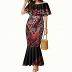 Aotearoa Iwi Ngapuhi Personalised Mermaid Dress NZ Maori Humpback Whale Taniko Motifs