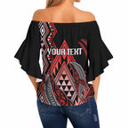 Aotearoa Iwi Ngapuhi Personalised Off Shoulder Wrap Waist Top NZ Maori Humpback Whale Taniko Motifs