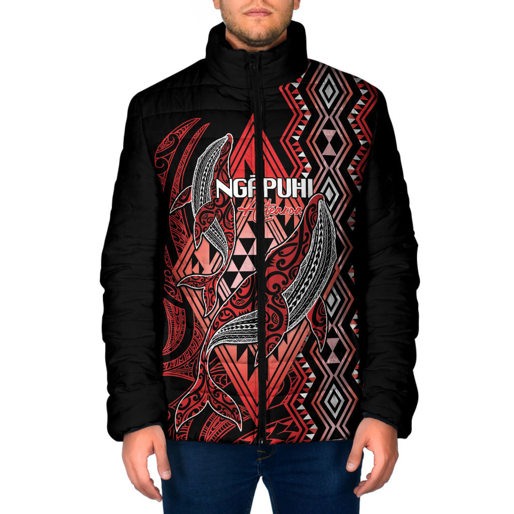 Aotearoa Iwi Ngapuhi Personalised Padded Jacket NZ Maori Humpback Whale Taniko Motifs