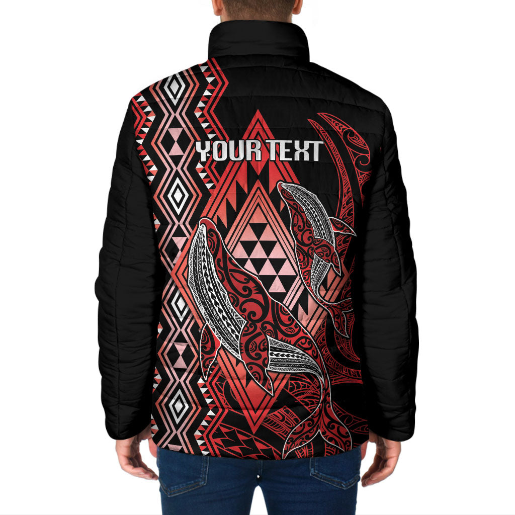Aotearoa Iwi Ngapuhi Personalised Padded Jacket NZ Maori Humpback Whale Taniko Motifs