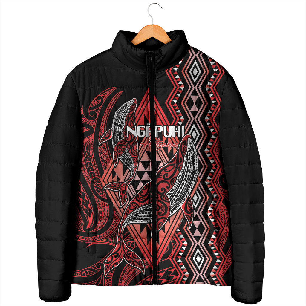 Aotearoa Iwi Ngapuhi Personalised Padded Jacket NZ Maori Humpback Whale Taniko Motifs