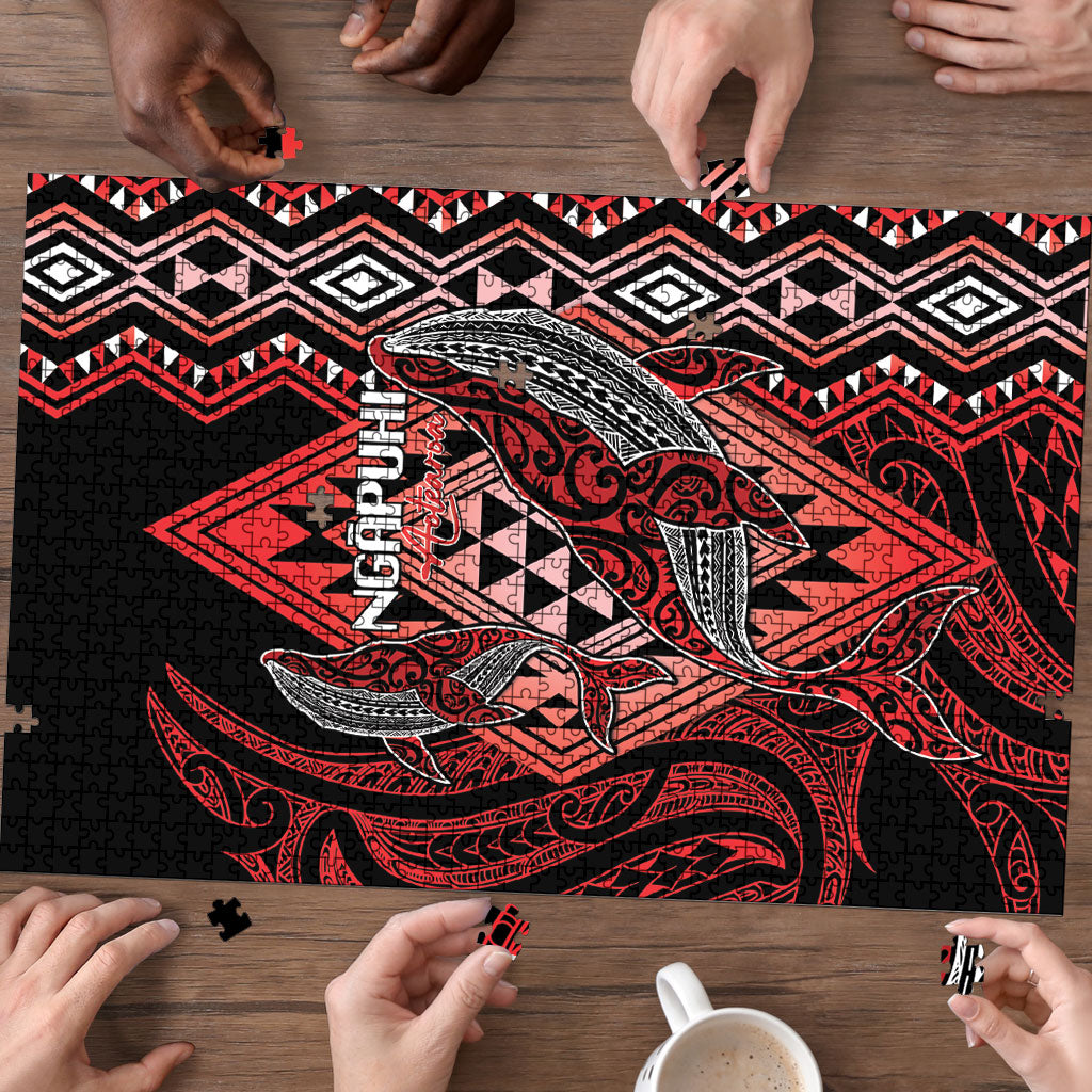 Aotearoa Iwi Ngapuhi Puzzle NZ Maori Humpback Whale Taniko Motifs
