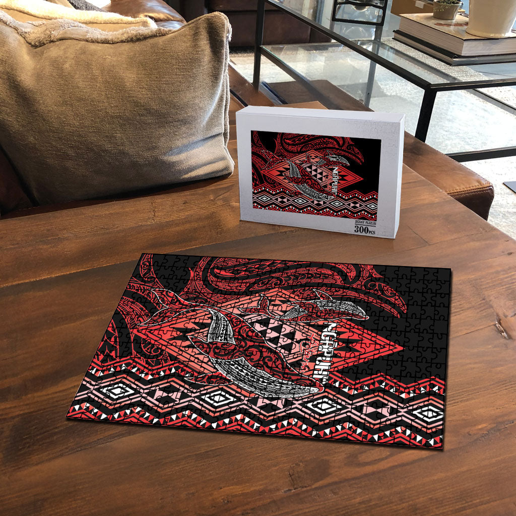 Aotearoa Iwi Ngapuhi Puzzle NZ Maori Humpback Whale Taniko Motifs