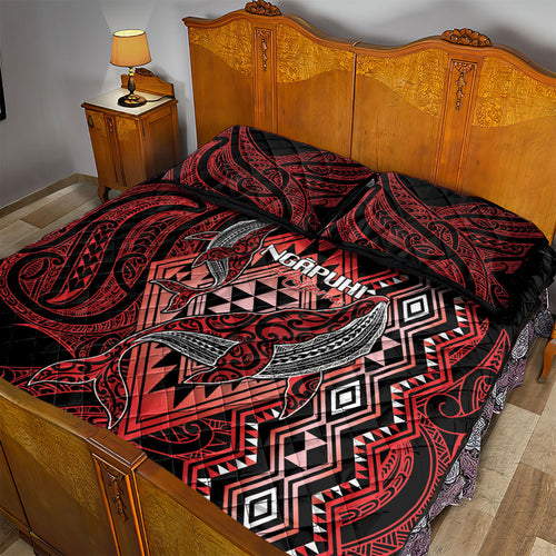 Aotearoa Iwi Ngapuhi Quilt Bed Set NZ Maori Humpback Whale Taniko Motifs