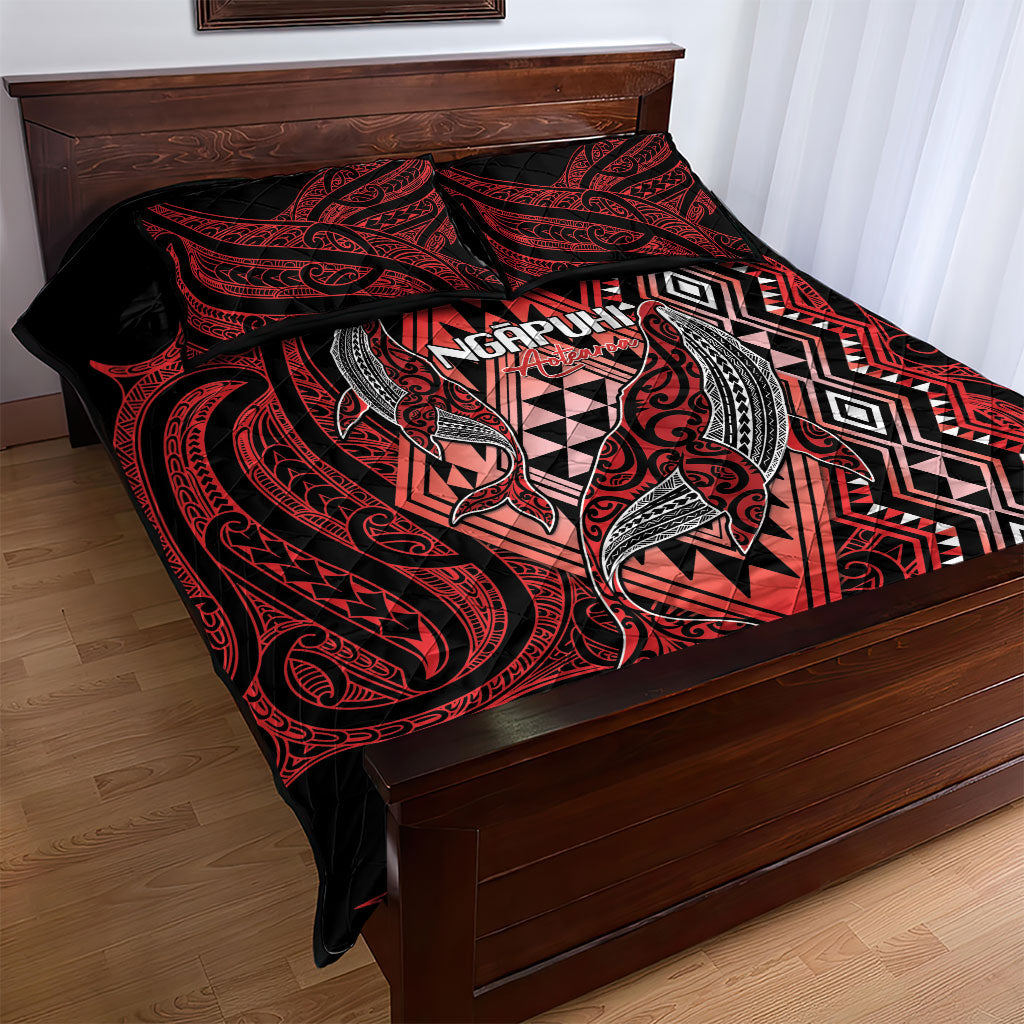 Aotearoa Iwi Ngapuhi Quilt Bed Set NZ Maori Humpback Whale Taniko Motifs