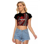 Aotearoa Iwi Ngapuhi Personalised Raglan Cropped T Shirt NZ Maori Humpback Whale Taniko Motifs