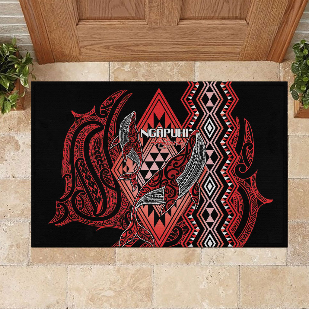 Aotearoa Iwi Ngapuhi Rubber Doormat NZ Maori Humpback Whale Taniko Motifs