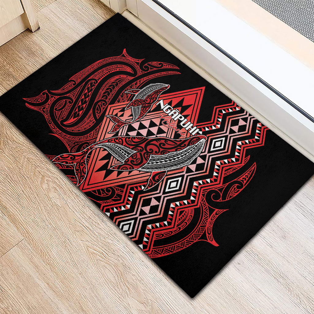 Aotearoa Iwi Ngapuhi Rubber Doormat NZ Maori Humpback Whale Taniko Motifs