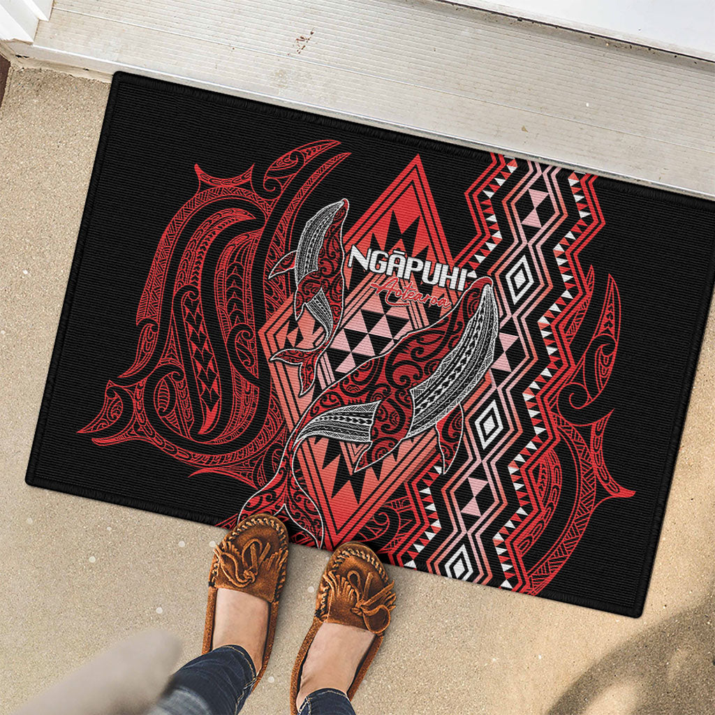 Aotearoa Iwi Ngapuhi Rubber Doormat NZ Maori Humpback Whale Taniko Motifs