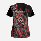 Aotearoa Iwi Ngapuhi Personalised Scrub Top NZ Maori Humpback Whale Taniko Motifs