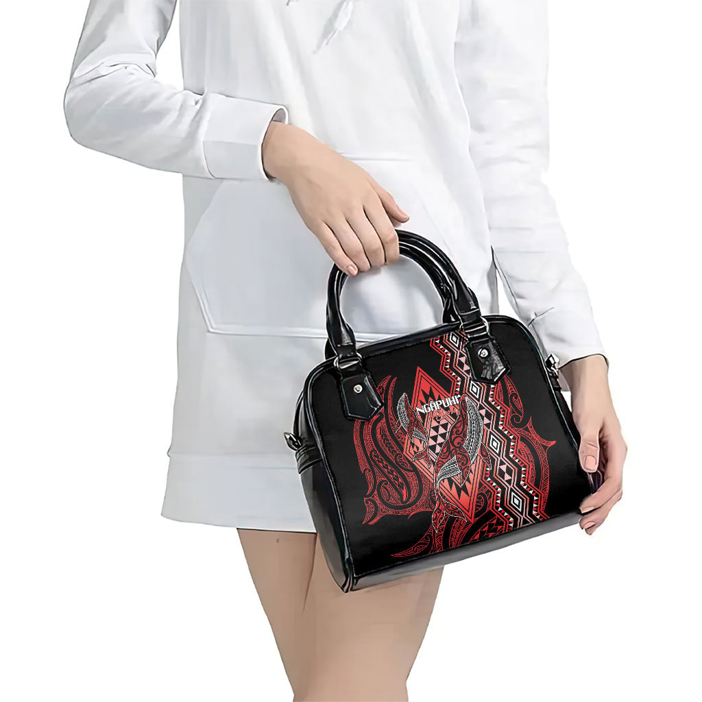 Aotearoa Iwi Ngapuhi Shoulder Handbag NZ Maori Humpback Whale Taniko Motifs