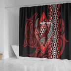 Aotearoa Iwi Ngapuhi Shower Curtain NZ Maori Humpback Whale Taniko Motifs