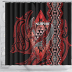 Aotearoa Iwi Ngapuhi Shower Curtain NZ Maori Humpback Whale Taniko Motifs