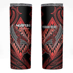 Aotearoa Iwi Ngapuhi Personalised Skinny Tumbler NZ Maori Humpback Whale Taniko Motifs
