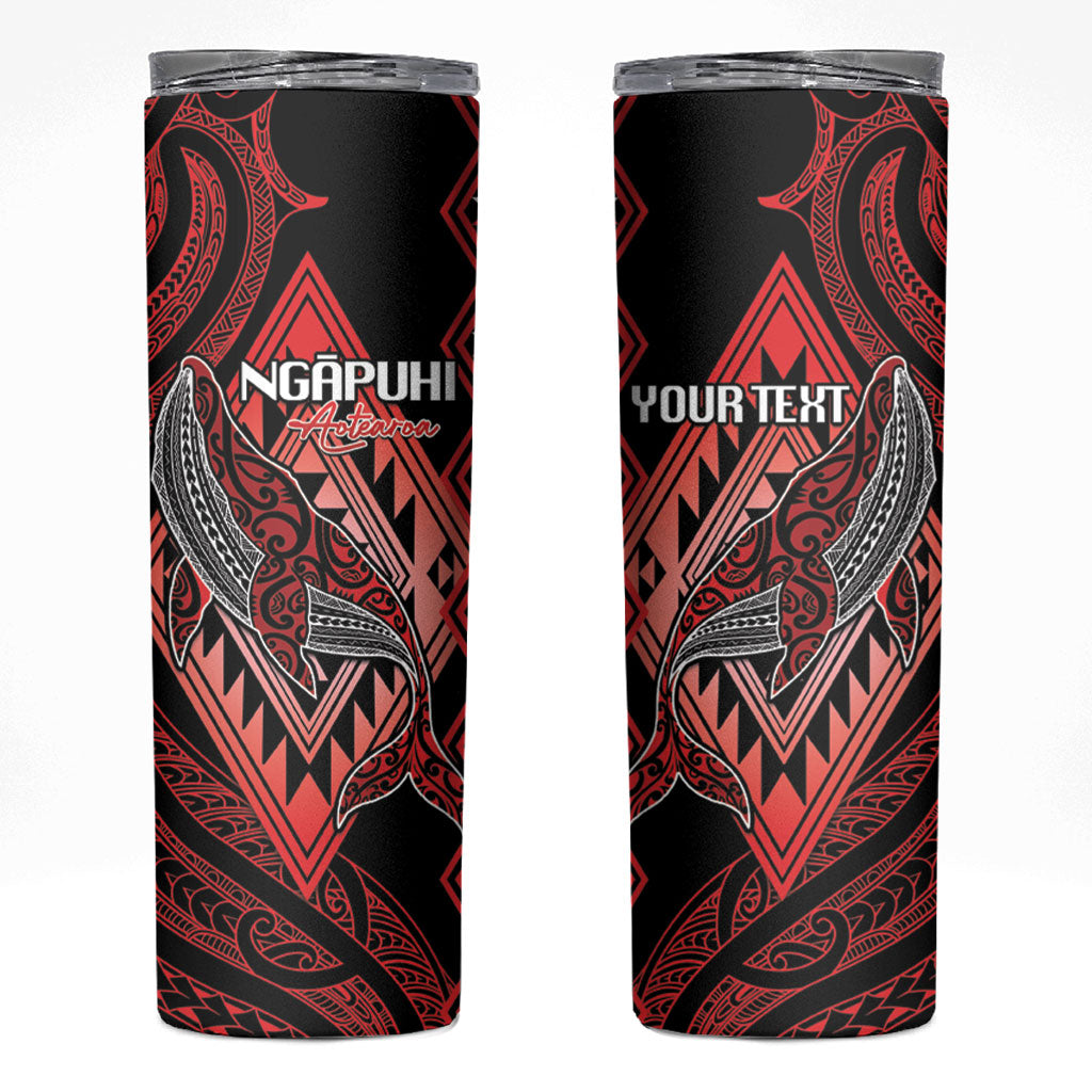 Aotearoa Iwi Ngapuhi Personalised Skinny Tumbler NZ Maori Humpback Whale Taniko Motifs
