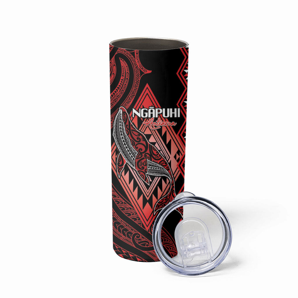 Aotearoa Iwi Ngapuhi Personalised Skinny Tumbler NZ Maori Humpback Whale Taniko Motifs