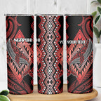 Aotearoa Iwi Ngapuhi Personalised Skinny Tumbler NZ Maori Humpback Whale Taniko Motifs