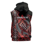 Aotearoa Iwi Ngapuhi Personalised Sleeveless Hoodie NZ Maori Humpback Whale Taniko Motifs