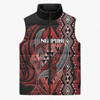 Aotearoa Iwi Ngapuhi Personalised Sleeveless Puffer Jacket NZ Maori Humpback Whale Taniko Motifs