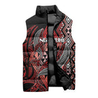 Aotearoa Iwi Ngapuhi Personalised Sleeveless Puffer Jacket NZ Maori Humpback Whale Taniko Motifs