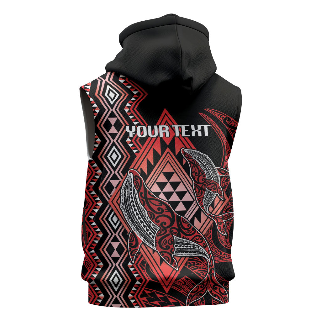 Aotearoa Iwi Ngapuhi Personalised Sleeveless Zip Hoodie NZ Maori Humpback Whale Taniko Motifs