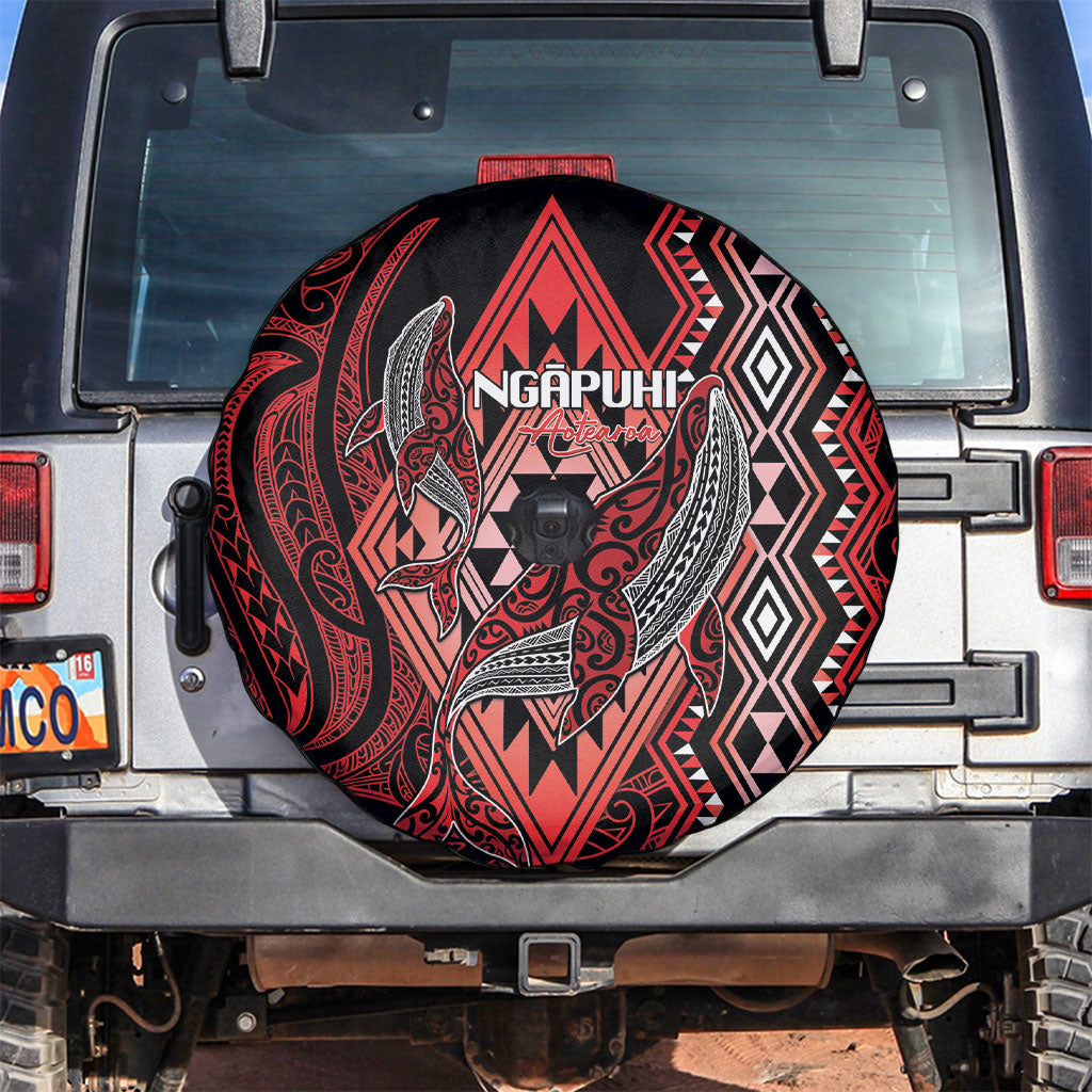 Aotearoa Iwi Ngapuhi Spare Tire Cover NZ Maori Humpback Whale Taniko Motifs