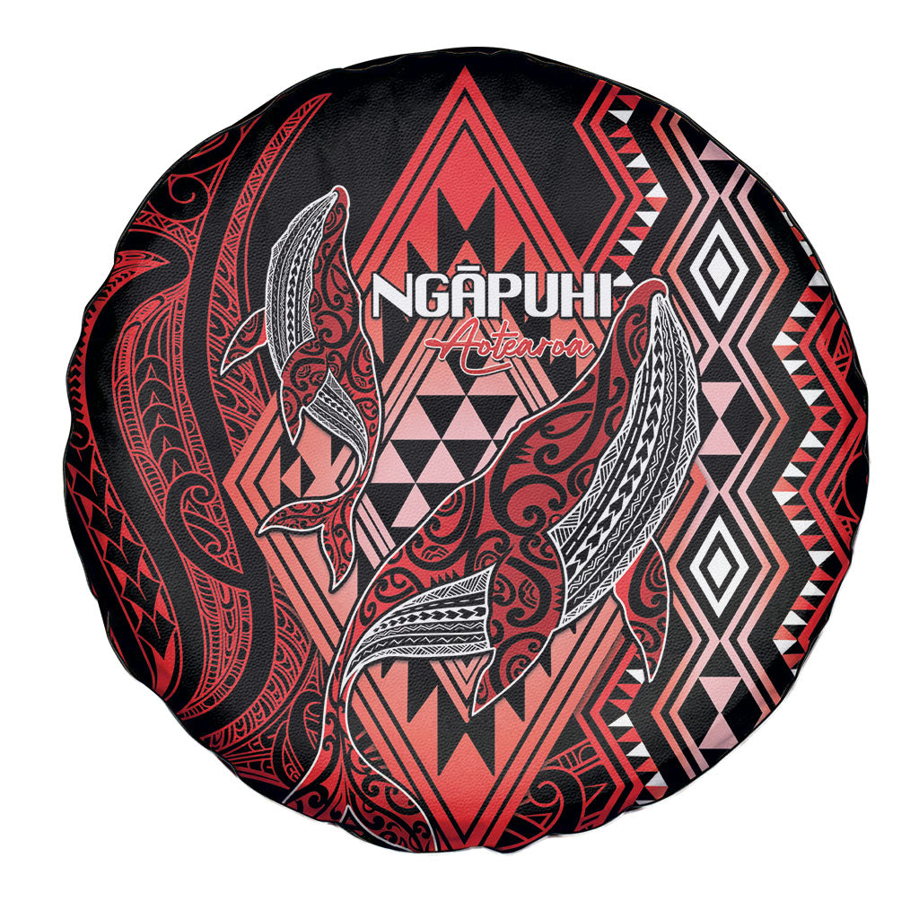 Aotearoa Iwi Ngapuhi Spare Tire Cover NZ Maori Humpback Whale Taniko Motifs