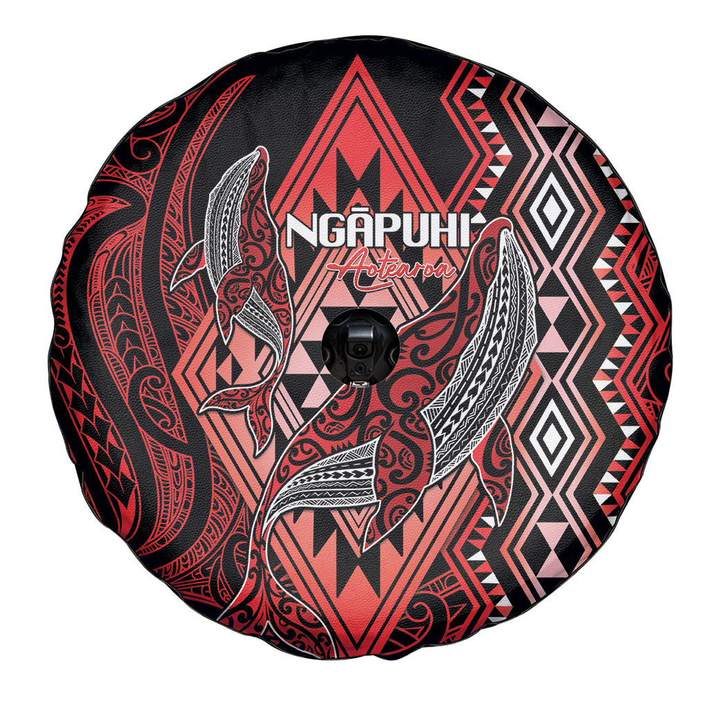 Aotearoa Iwi Ngapuhi Spare Tire Cover NZ Maori Humpback Whale Taniko Motifs