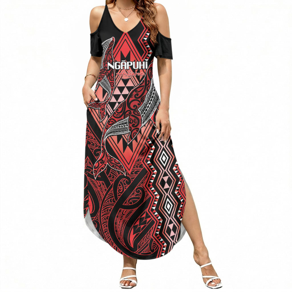 Aotearoa Iwi Ngapuhi Personalised Summer Maxi Dress NZ Maori Humpback Whale Taniko Motifs
