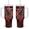 Aotearoa Iwi Ngapuhi Personalised Tumbler With Handle NZ Maori Humpback Whale Taniko Motifs