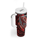 Aotearoa Iwi Ngapuhi Personalised Tumbler With Handle NZ Maori Humpback Whale Taniko Motifs