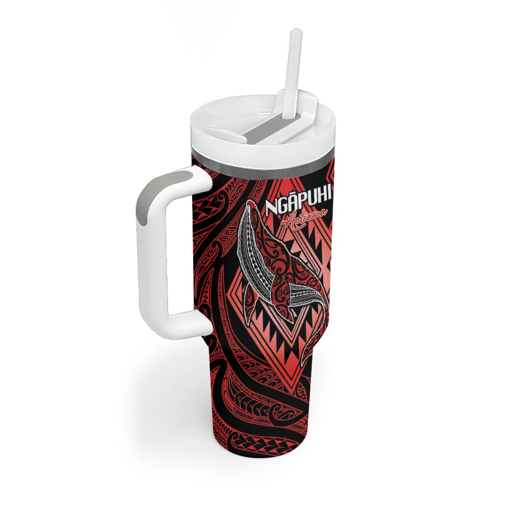 Aotearoa Iwi Ngapuhi Personalised Tumbler With Handle NZ Maori Humpback Whale Taniko Motifs
