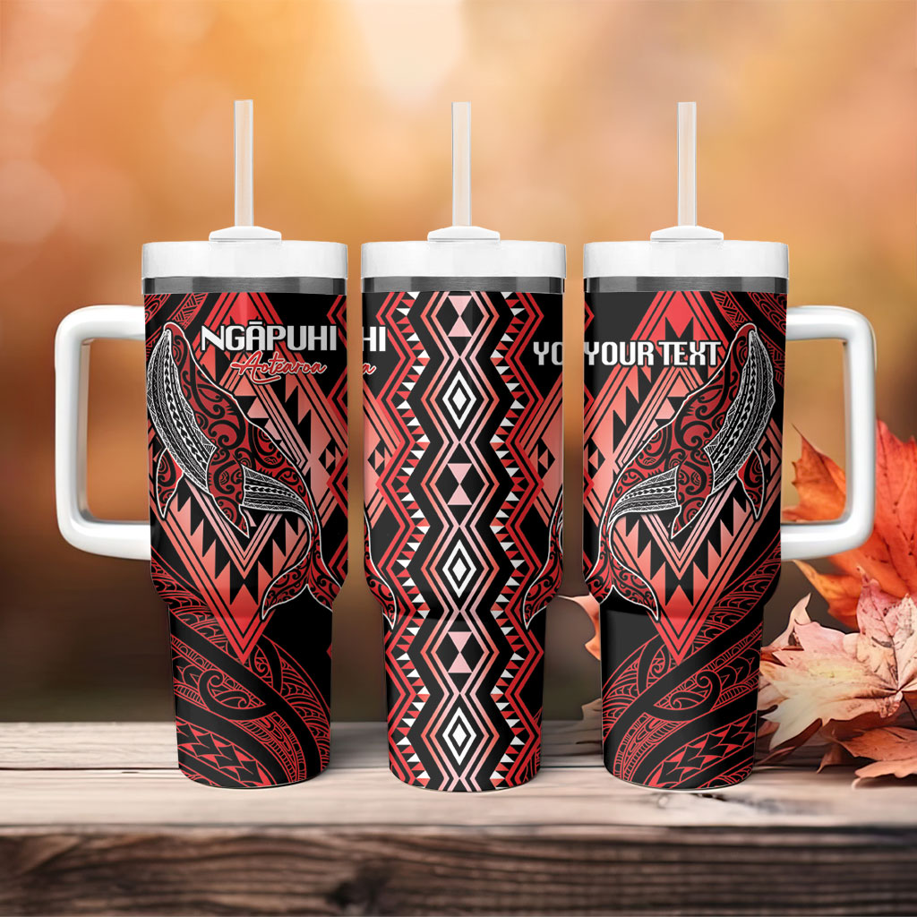 Aotearoa Iwi Ngapuhi Personalised Tumbler With Handle NZ Maori Humpback Whale Taniko Motifs