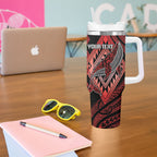 Aotearoa Iwi Ngapuhi Personalised Tumbler With Handle NZ Maori Humpback Whale Taniko Motifs