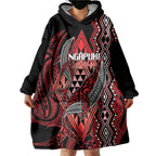 Aotearoa Iwi Ngapuhi Personalised Wearable Blanket Hoodie NZ Maori Humpback Whale Taniko Motifs