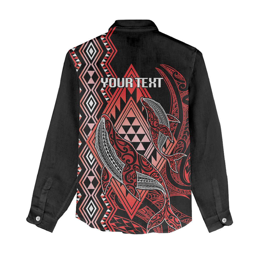 Aotearoa Iwi Ngapuhi Personalised Women Casual Shirt NZ Maori Humpback Whale Taniko Motifs